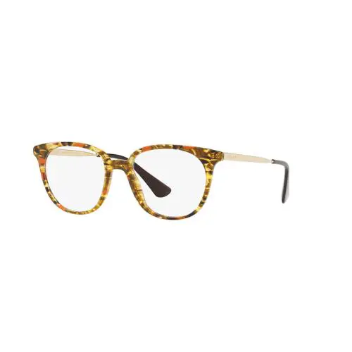 Prada Vpr 13U KJN-1O1 Round Striped Brown Orange Eyeglasses 50-18-140 VPR13U RX