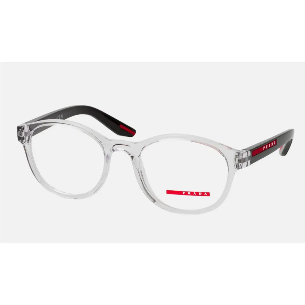 Prada Eyeglasses Vps 07P 2AZ-1O1 53-20 145 Crystal Clear Black Round Frames