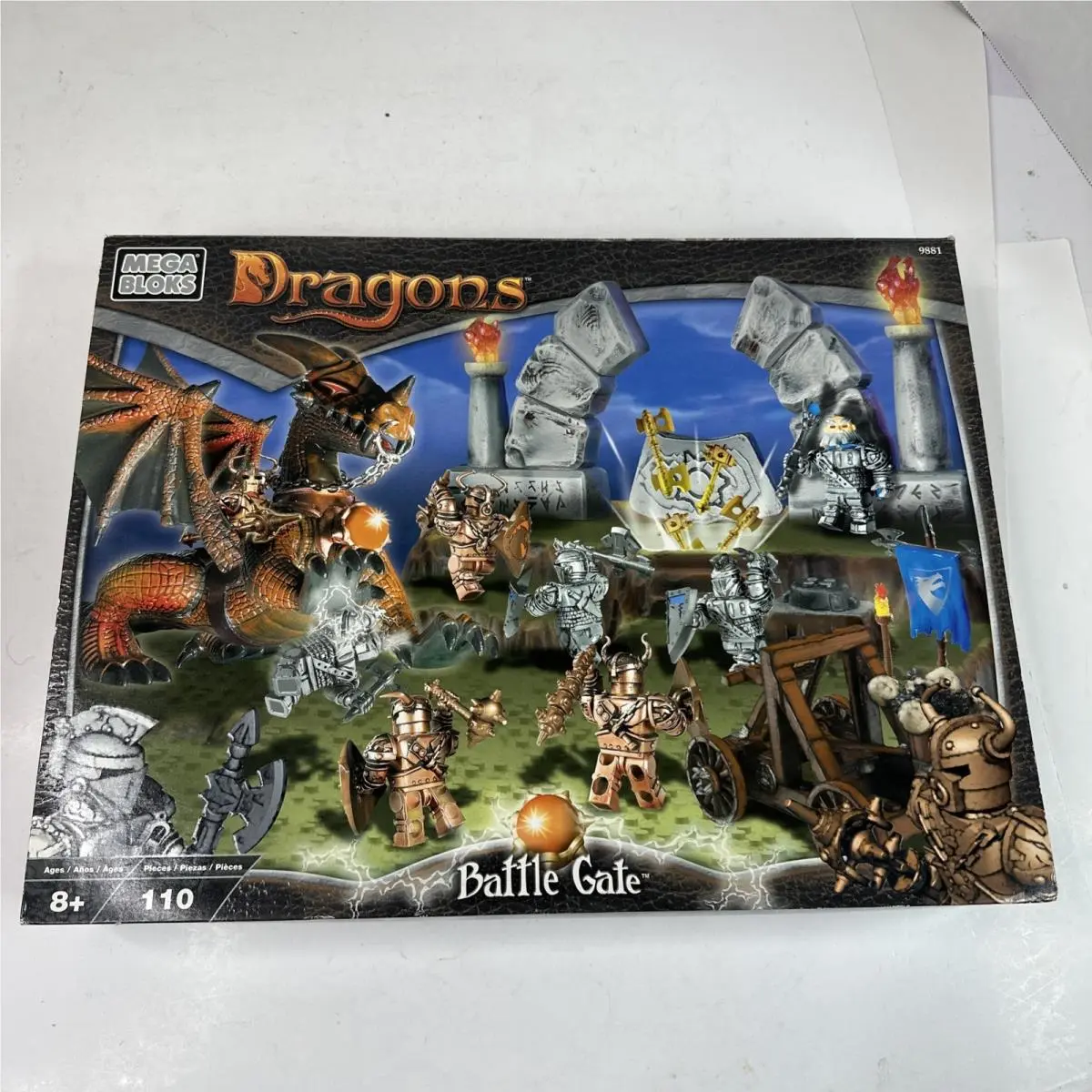 Vintage Mega Blocks Dragons 9881 Battle Gate 110 Piece Set Figures Weapons