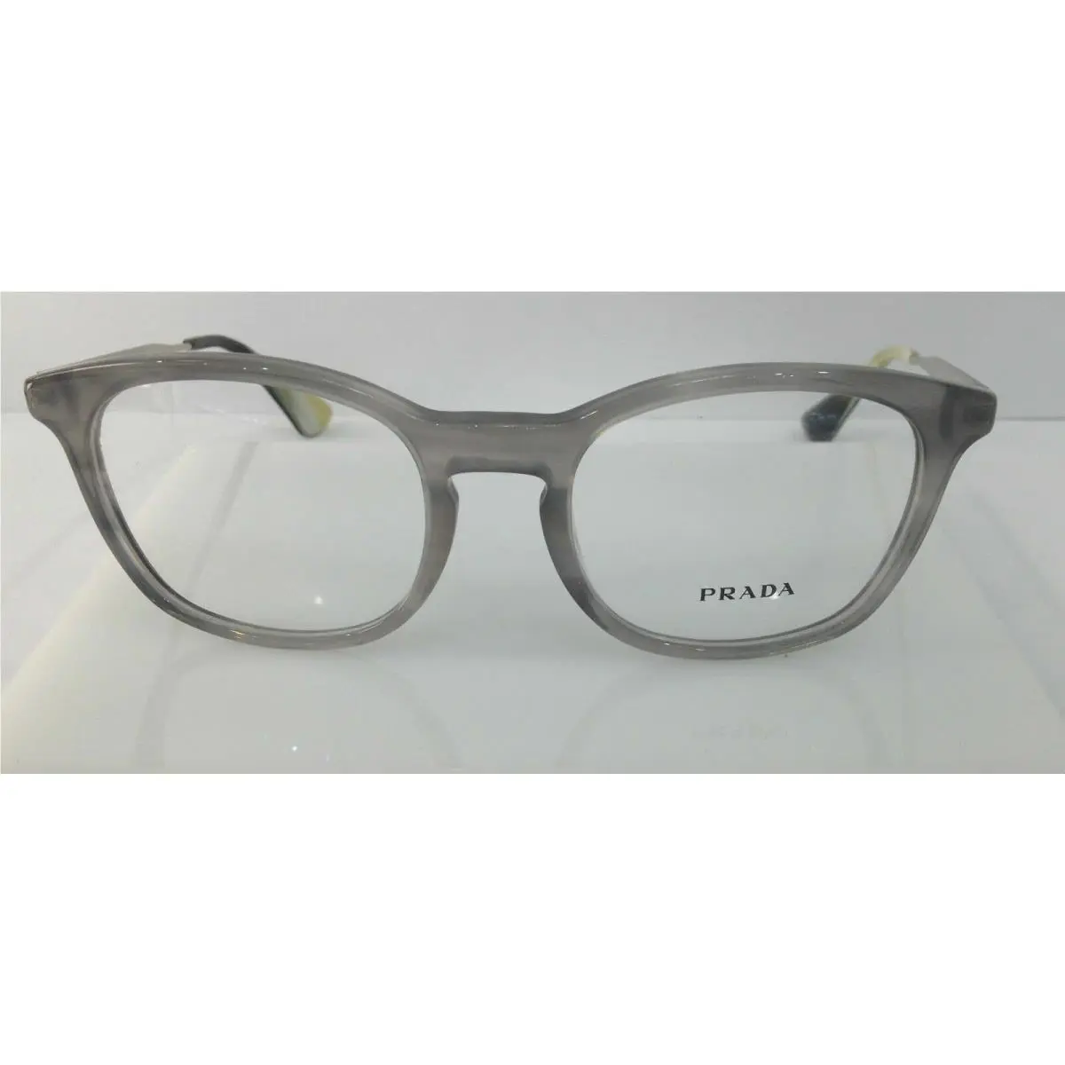 Prada Vpr 01P MAW-1O1 Grey/silver Plastic Round Italy Eyeglasses Frame 50-19-145
