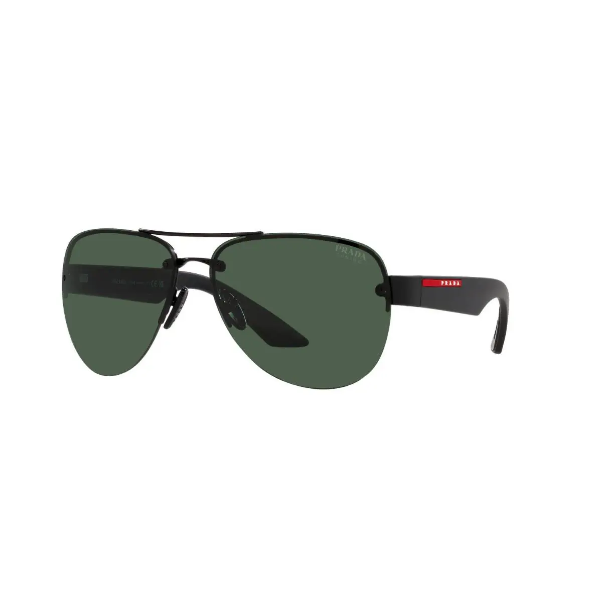 Prada Linea Rossa PS 55YS Matte Black/green 1BO-06U Sunglasses - Frame: Matte Black, Lens: Green