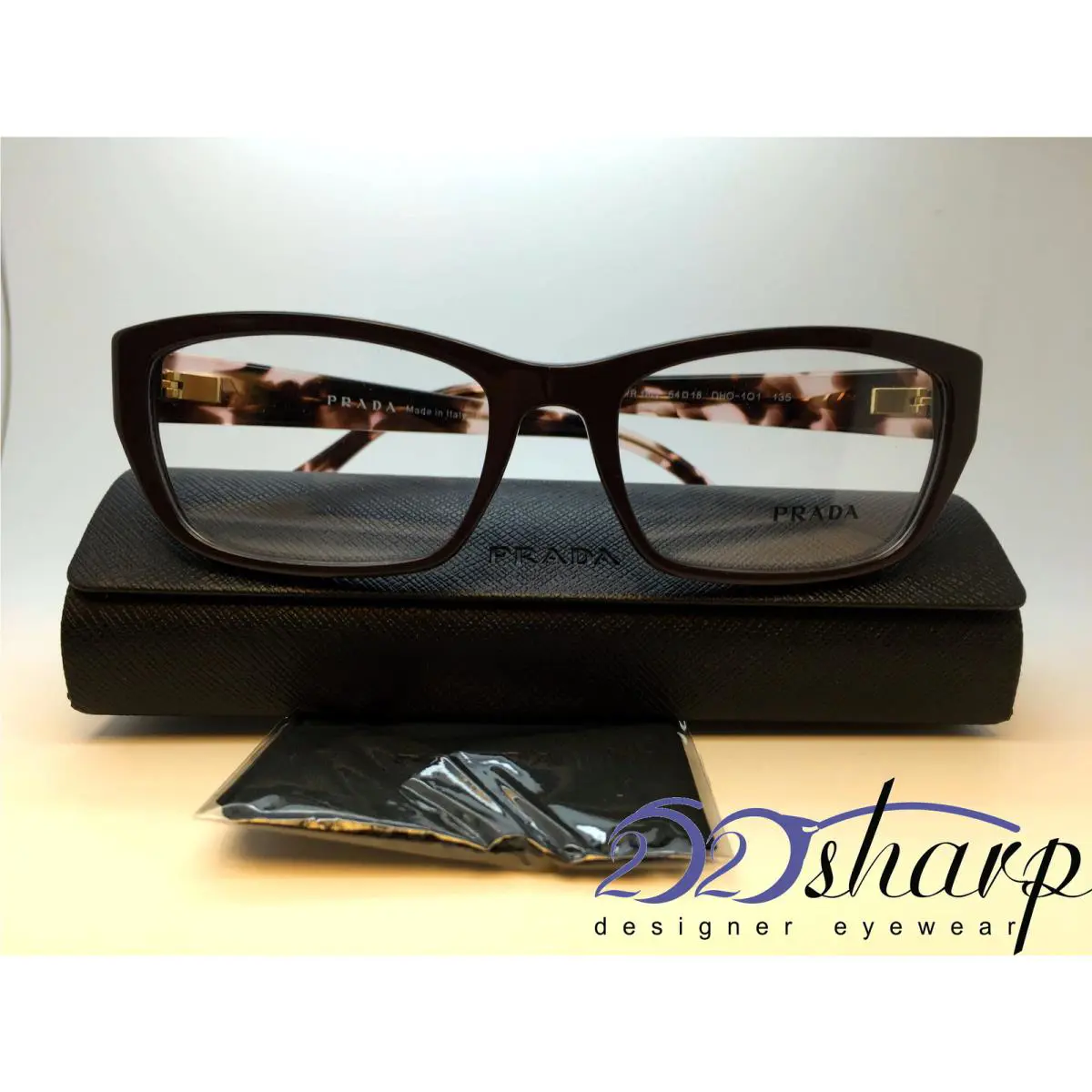 Prada Eyeglasses-vpr 18O DHO-1O1 Dark Brown Marble
