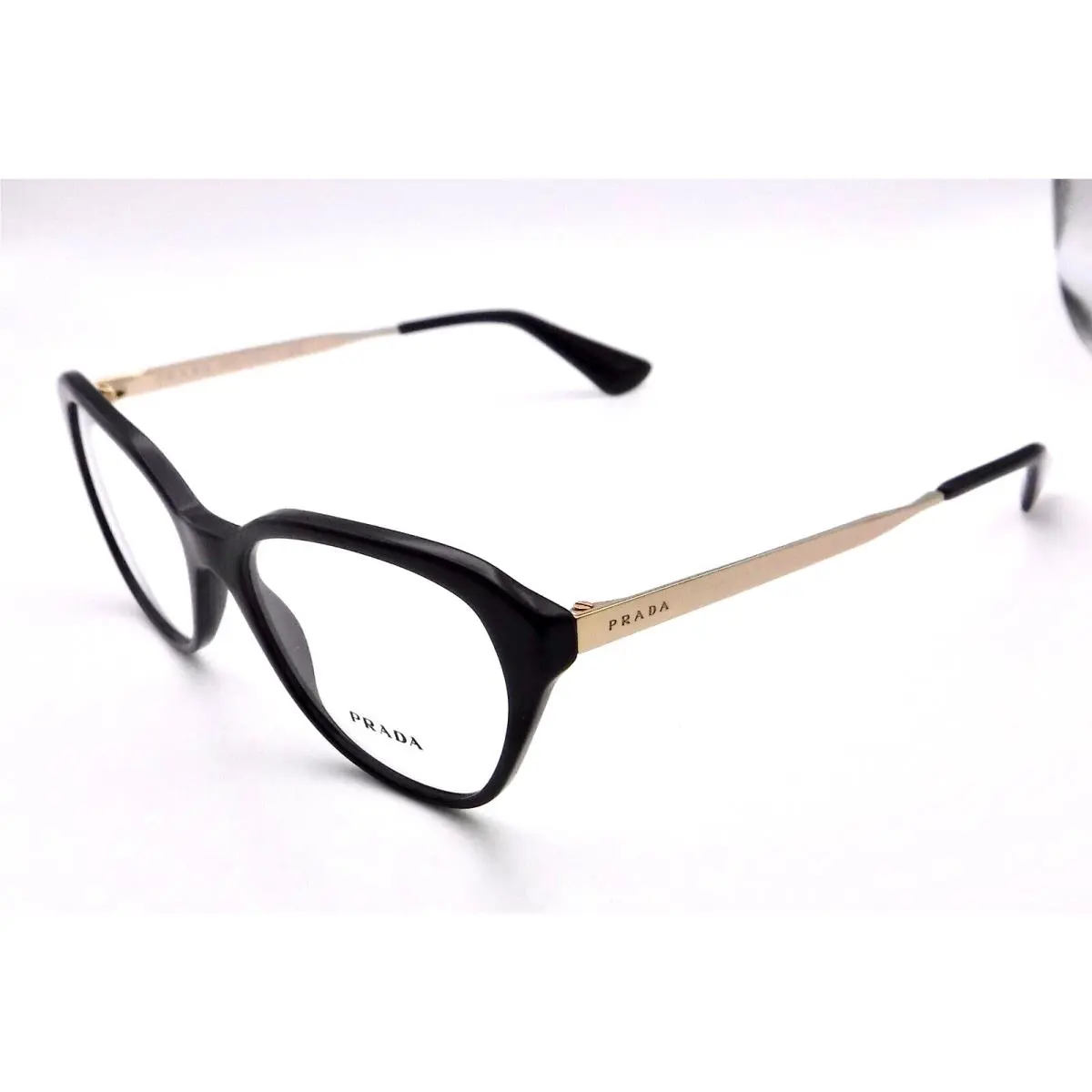 Prada Eyeglasses Vpr 28S 1AB-101 Black Silver Metal Frames Clear Lens 52-16-140