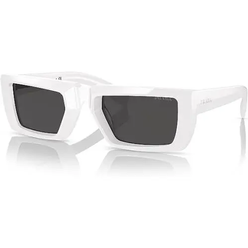 Prada Unisex PR 24YS 4615S0 White Frame Dark Grey Lens Sunglasses