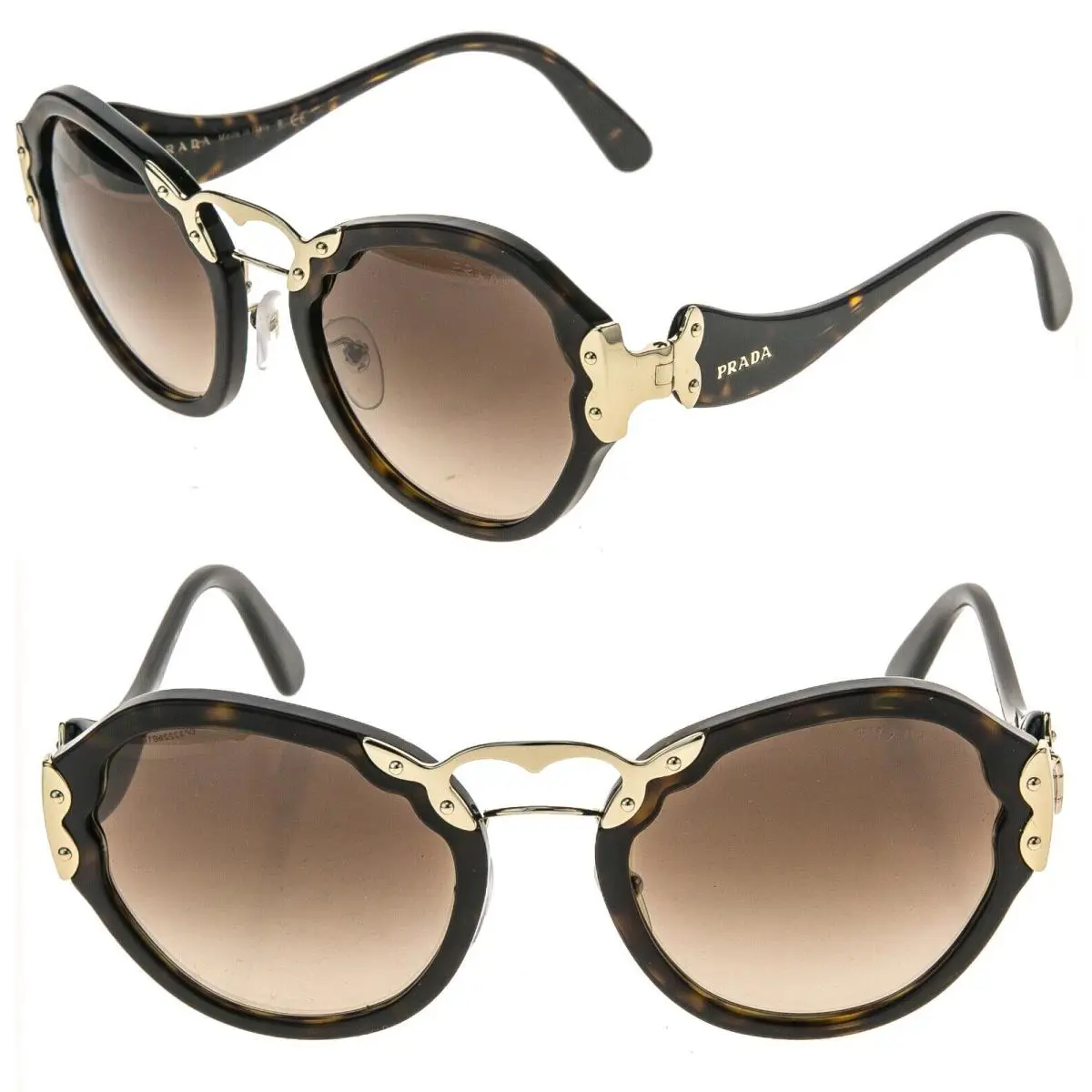 Prada Wanderer 09T PR09TS Brown Tortoise Gold Fashion Limited Sunglasses 09TS