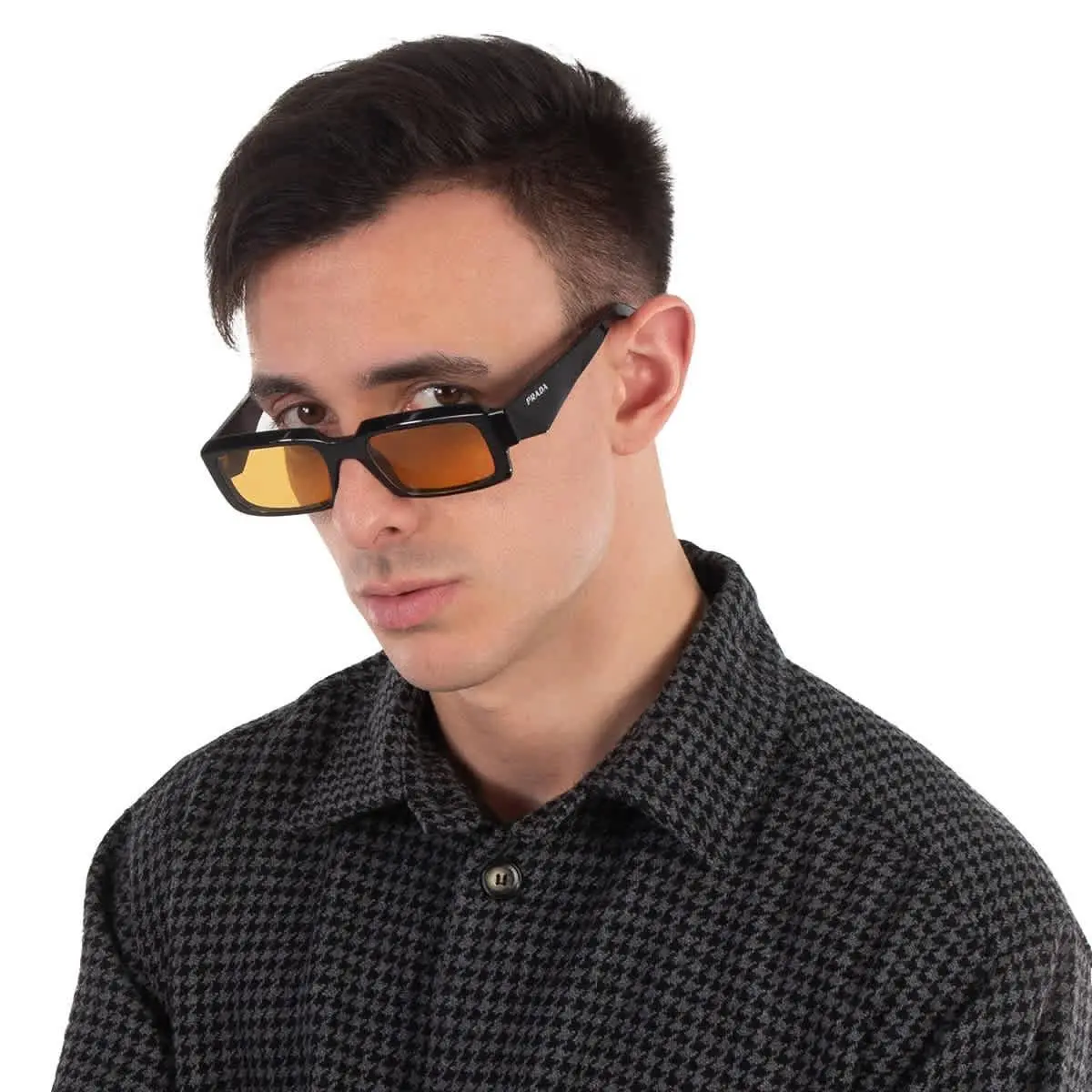 Prada Amber Pilot Men`s Sunglasses PR 27ZS 16K70A 54 PR 27ZS 16K70A 54