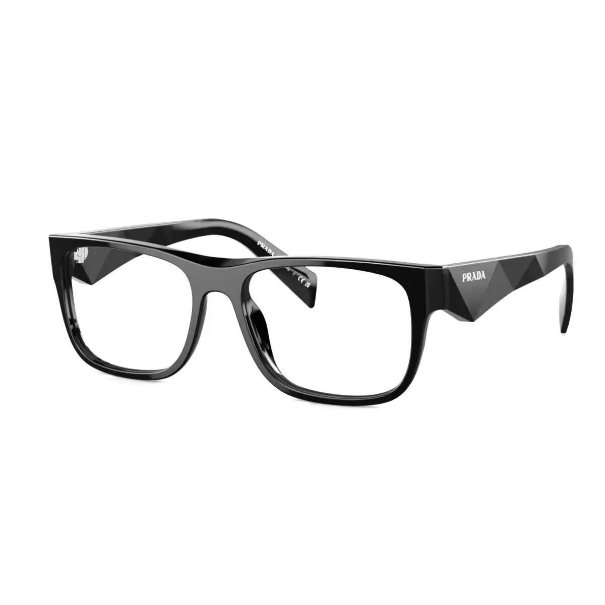 Prada Eyeglasses Vpr 22Z 16K-1O1 55-17 145 Black Frames Unique Bold Temples