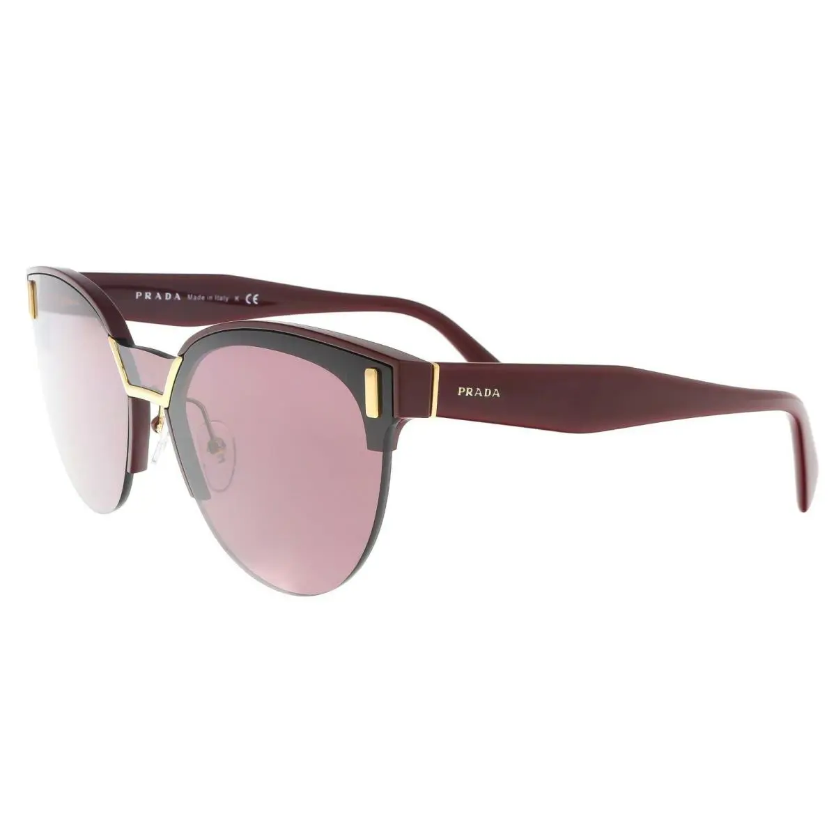 Prada Hide PR04US TY7098 Cat Eye Bordeaux Gold Women`s Sunglasses