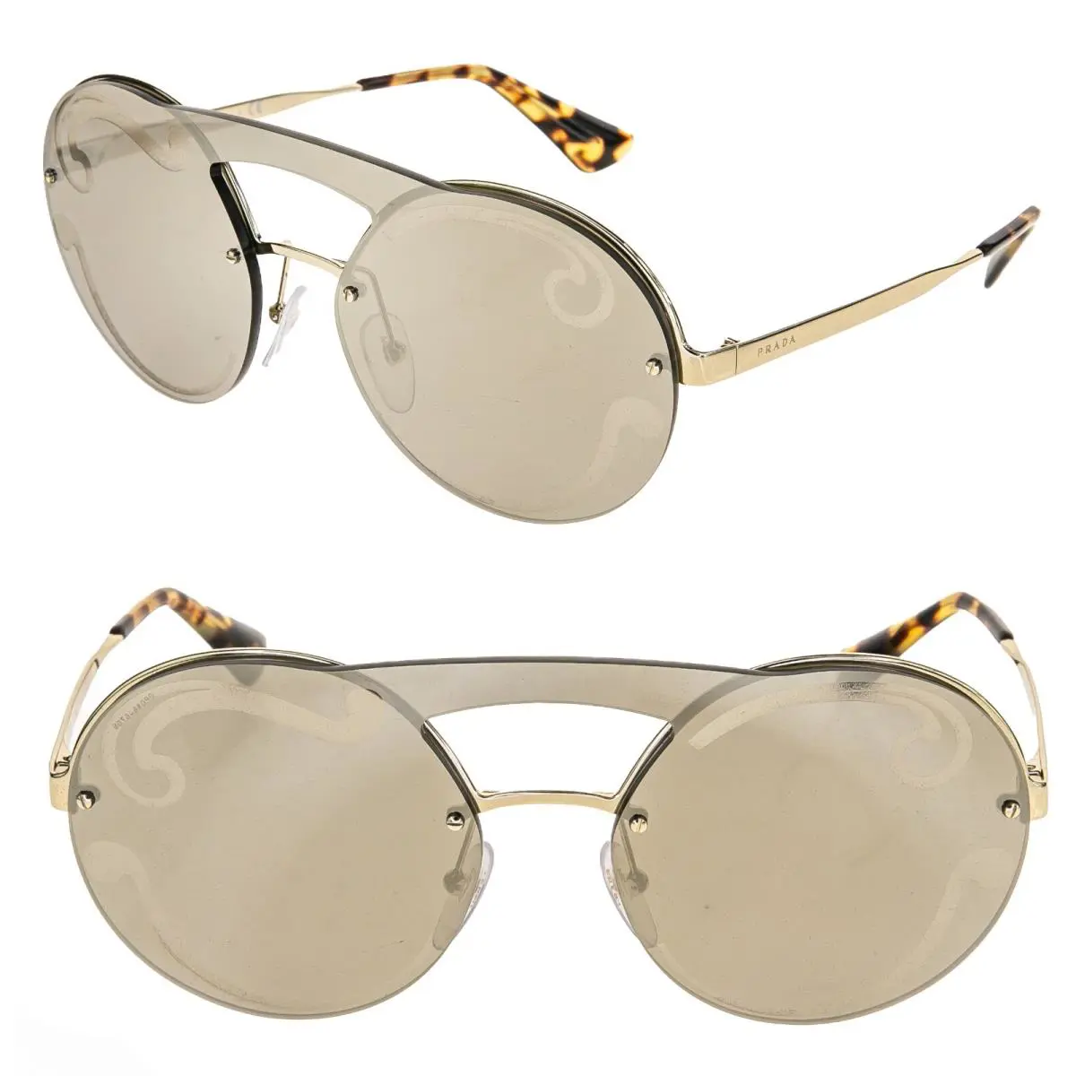 Prada 65T Cinema Rimless Sunglasses Gold Swirl Mirror PR65TS Snoop Dogg Olympics