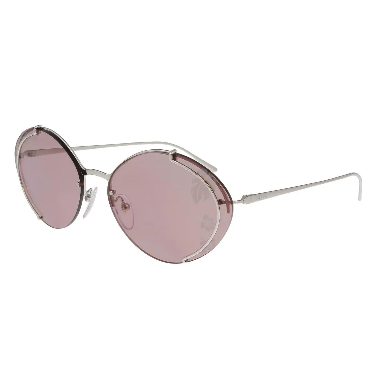 0PR 60US 1BC239 Silver Oval Sunglasses by Prada