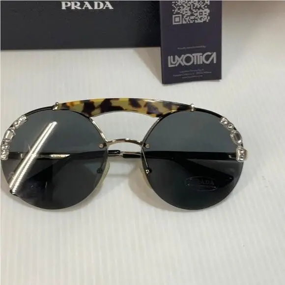 Prada woman’s sunglasses spr 52u 18N round lenses gold frame made in Italy Prada | Accessories | Prada Womans Sunglasses Spr 52u 8n  main image 3