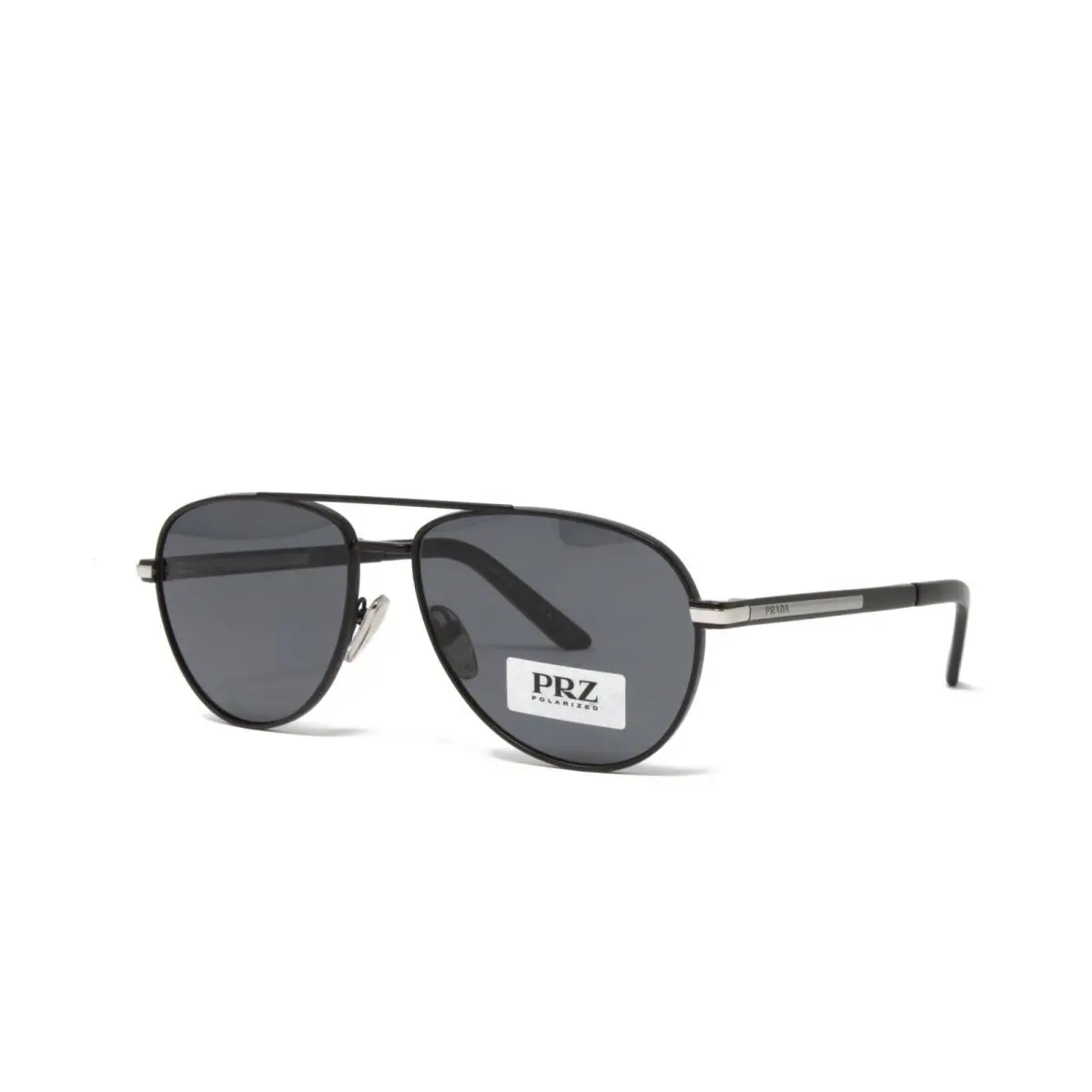 Prada Sunglasses Men`s Aviator PRA54S-1BO5Z1 Matte Black Polarized Lens 60mm