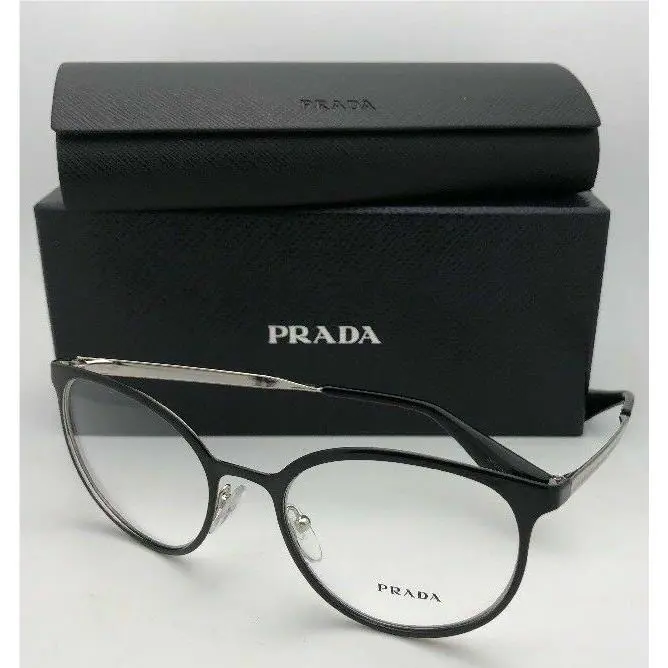Prada Eyeglasses Vpr 53T 1AB-1O1 52-19 135 Shiny Black Gold Frame w/ Clear