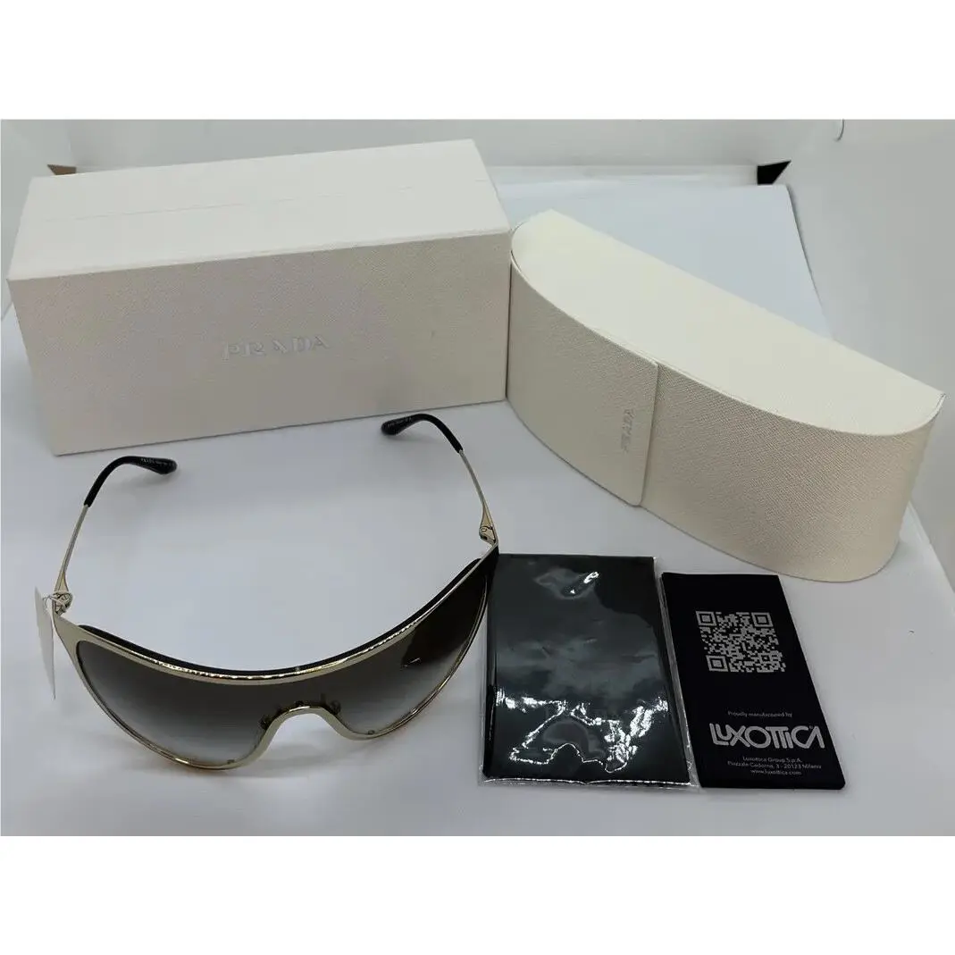 Prada Sunglasses For Women Spr 72V Gold Frame Brown Lens Shield Amazing