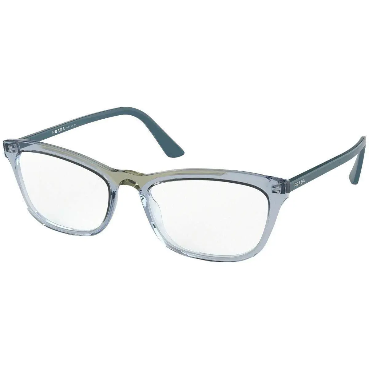 Prada VPR-10VV 325-1O1 Crystal Blue Eyeglasses with Blue Temples 54/18/145 - Frame: Crystal Blue