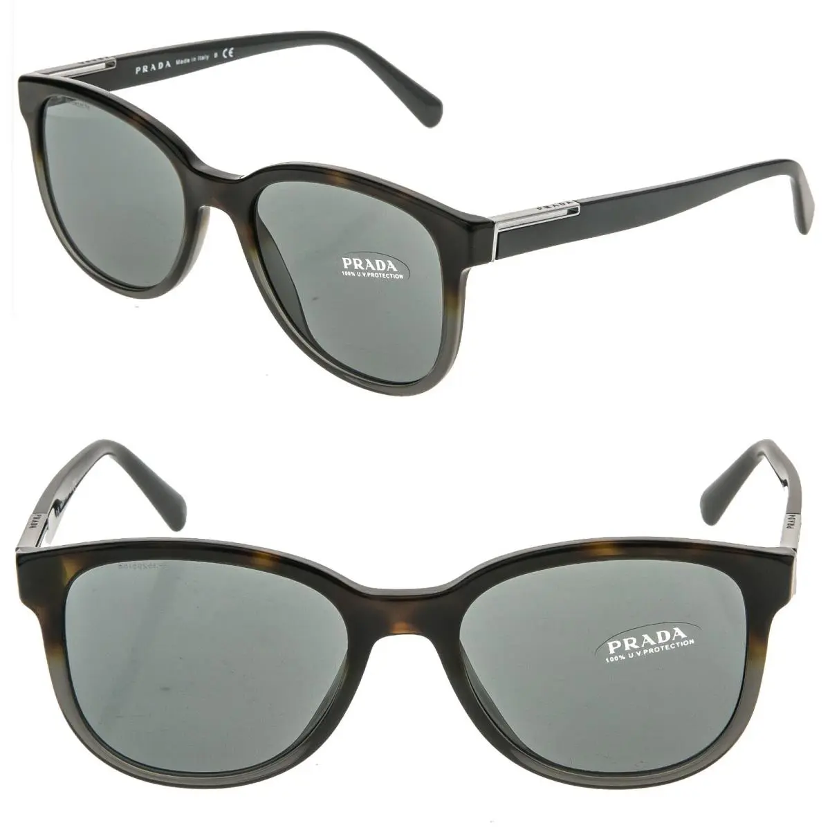 Prada Pilot 08U Black Gray Havana Logo Sunglasses PR08US Men Luxury