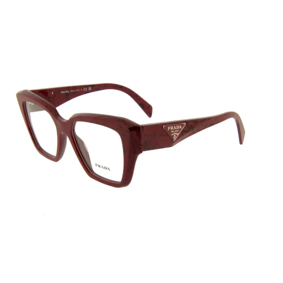 Prada Eyeglasses Vpr 09Z 15D-1O1 51-17 140 Red Etruscan Marble Cateye Frames