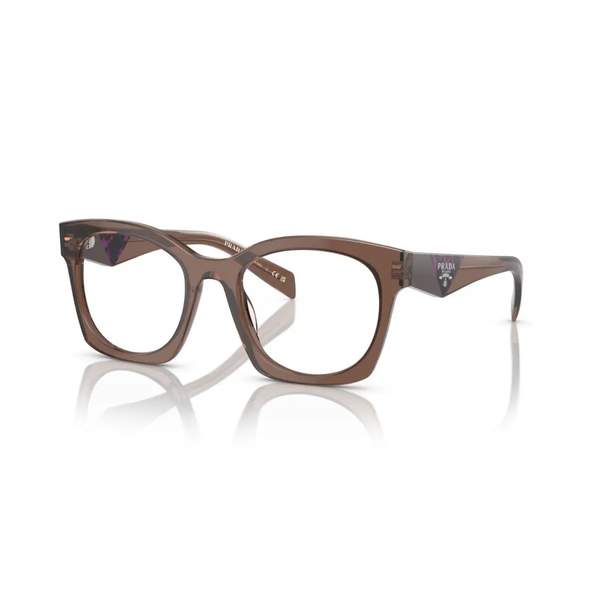 Prada PR A05V Brown Transparent 17O-1O1 Eyeglasses