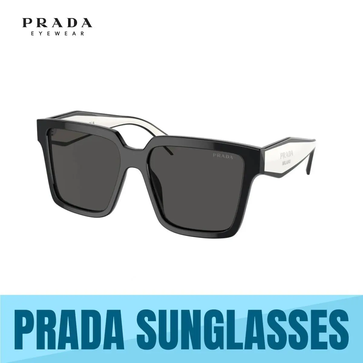 Prada PR 24ZS 1AB5S0 Black- Dark Grey Len`s Women`s Sunglasses 56MM