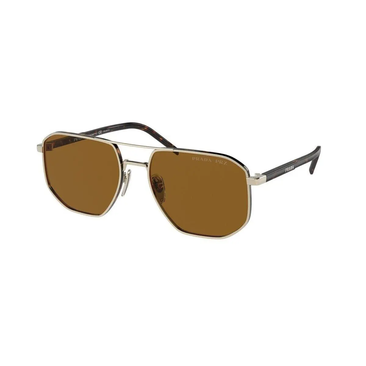 Prada PR 59YS Pale Gold/brown Polarized ZVN5Y1 Sunglasses