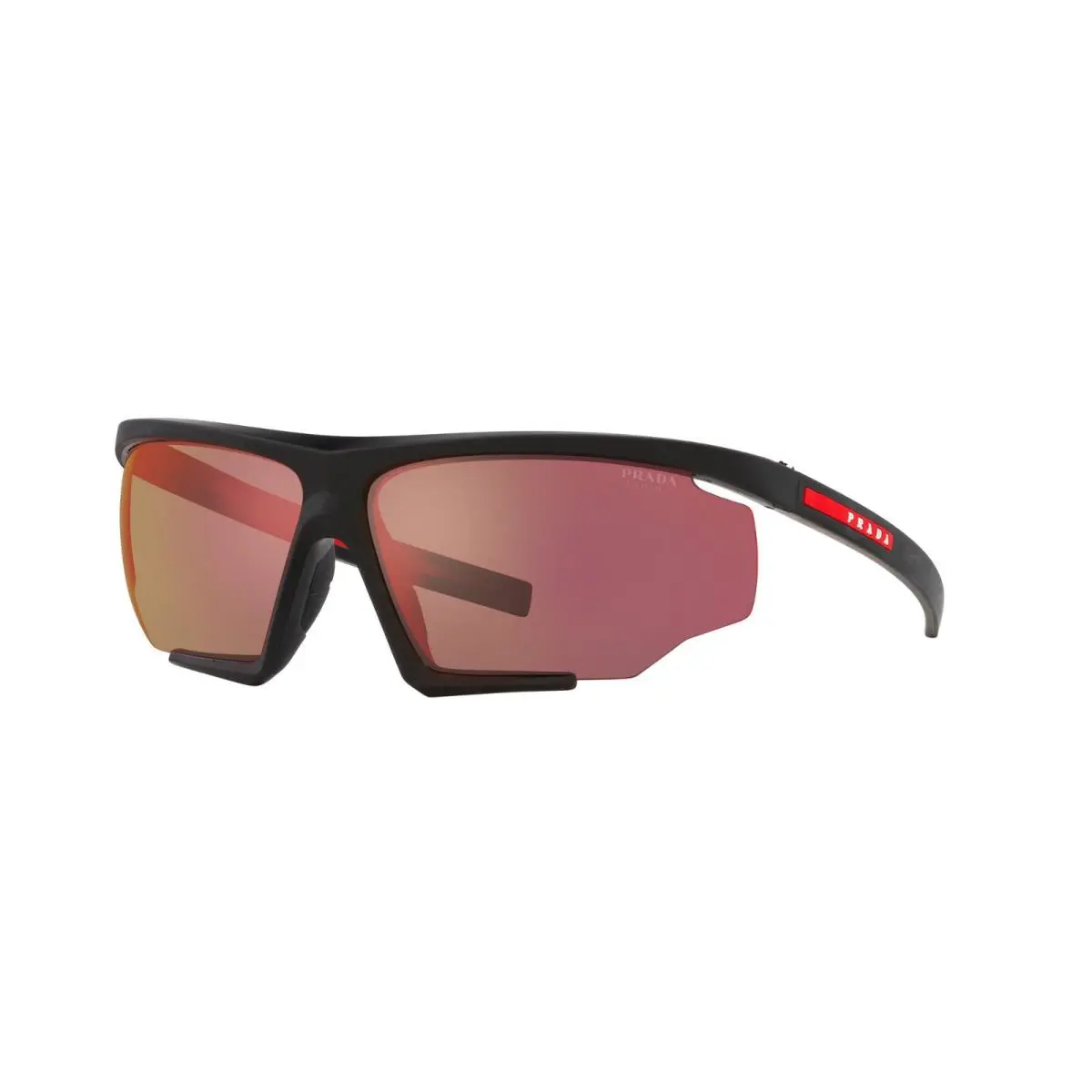 Prada Linea Rossa PS 07YS Black/grey with Orange Mirrored DG0-10A Sunglasses