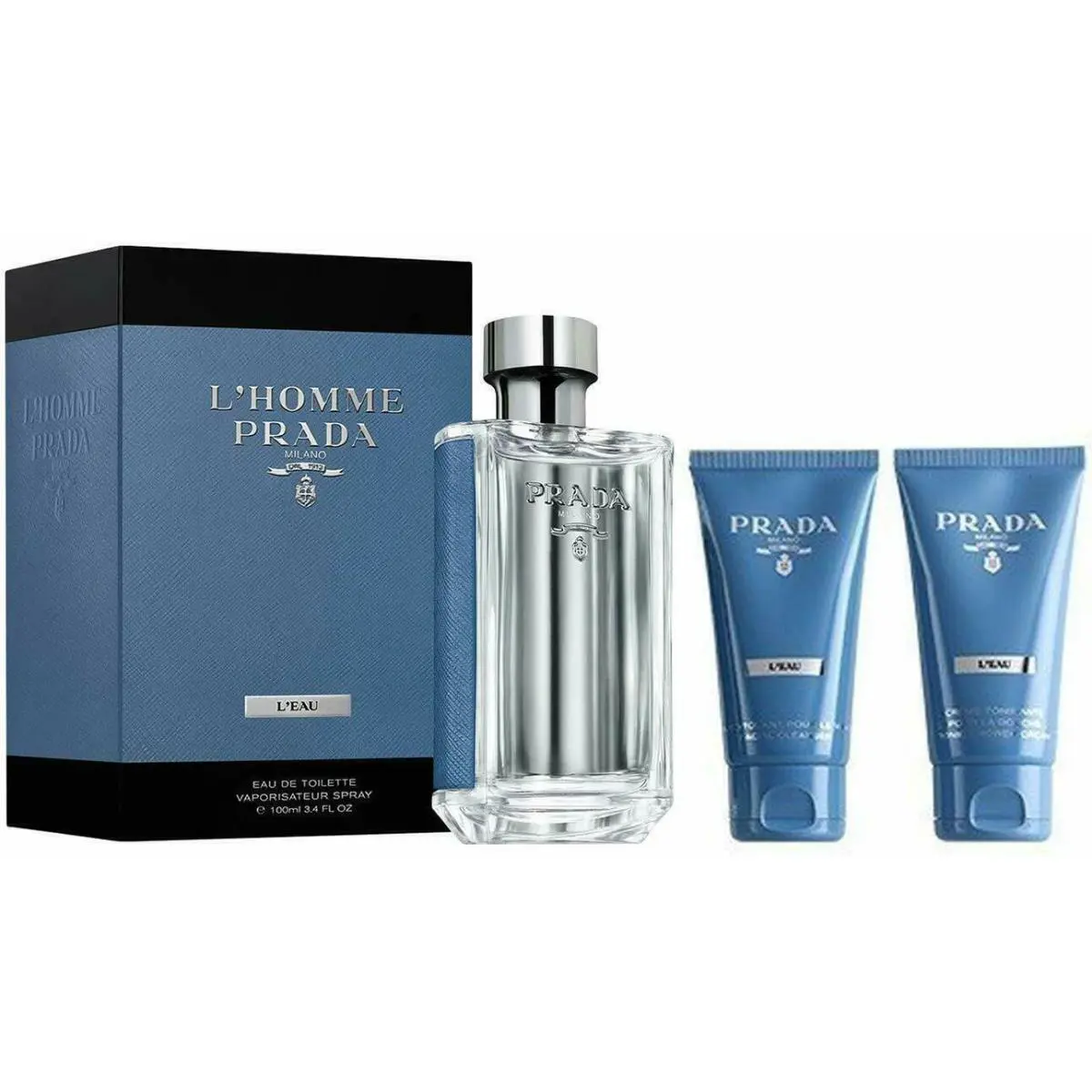 Prada L`homme L`eau 3PC Set - 3.4 Fl oz + Facial Cleanser + Tonic Shower Cream