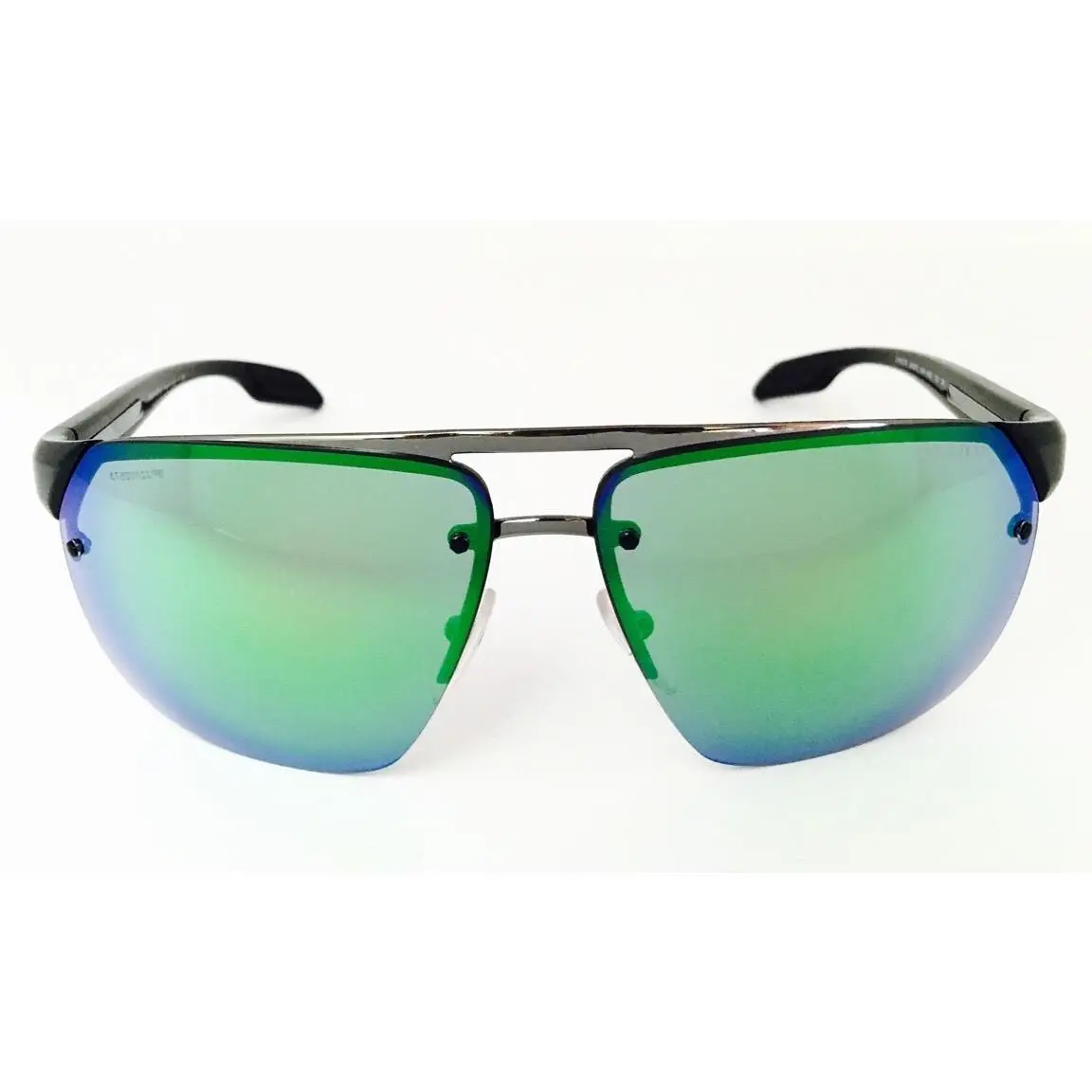 Prada Sunglasses Mirrored Ops 57S 5AV 1M2 Black Green Blue 64•12•130 W/case