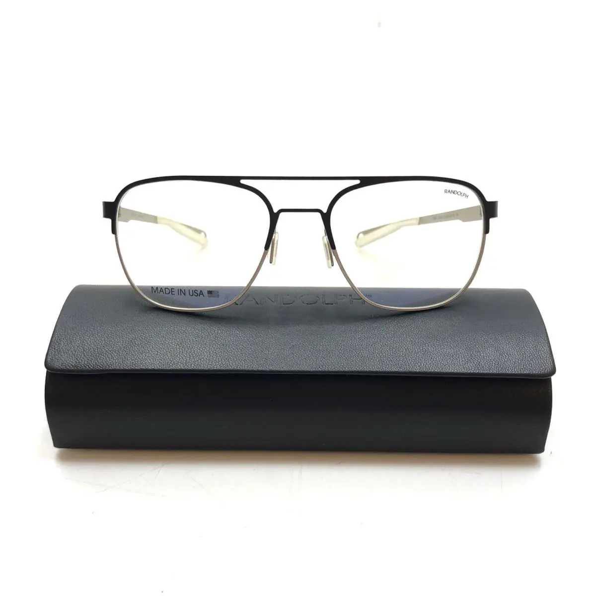 Boston BO001 Black Silver Aviator Prescription Eyeglasses Frames + Case by Randolph
