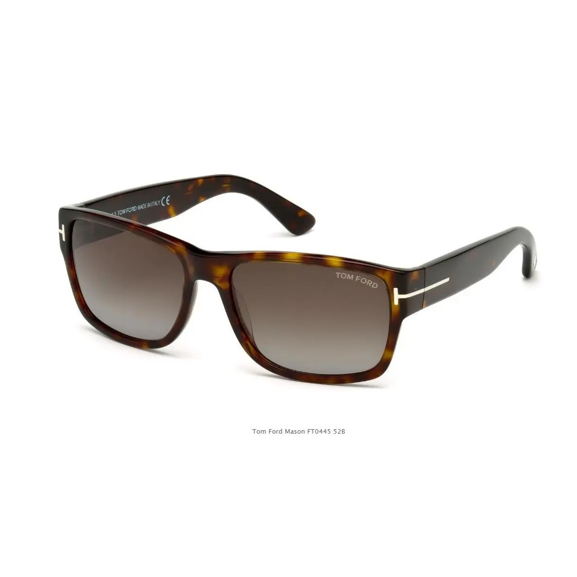 Tom Ford Sunglasses Unisex Mason FT0445 01N Black 52B Havana - 52B Dark Havana, Frame: Black - Brown, Lens: Black/Green, Dark Havana/Smoke