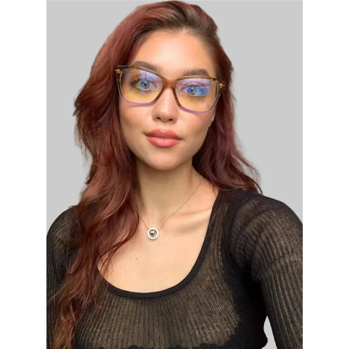 Tom Ford Blue Light Block 56mm Oversized Brown Purple Women`s Eyeglasses Frame