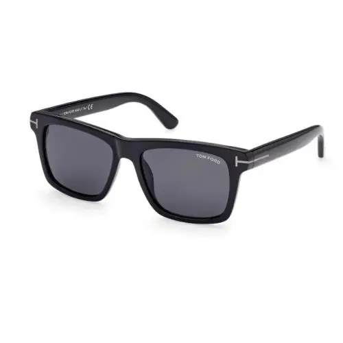 Tom Ford Buckley 02 FT0906 N 01A Shiny Black/smoke Square Men`s Sunglasses 56mm