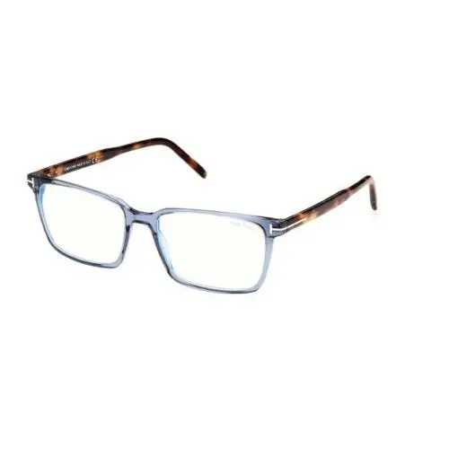 FT5802B 090 Shiny Transparent Blue Havana Blue Block Men`s Eyeglasses by Tom Ford