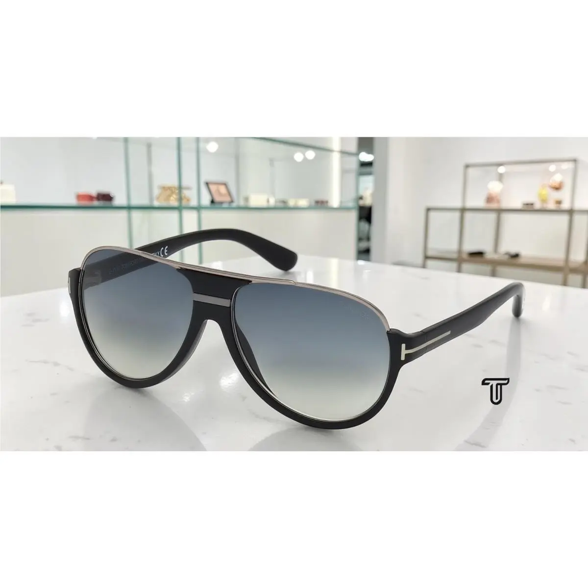 Dimitry FT0334 02W Matte Black Gradient Blue 59 mm Men`s Sunglasses by Tom Ford