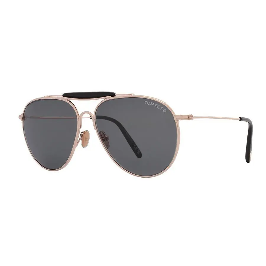 Tom Ford Raphael Smoke Pilot Men`s Sunglasses Shiny Rose Gold Smoke FT 0995 28A