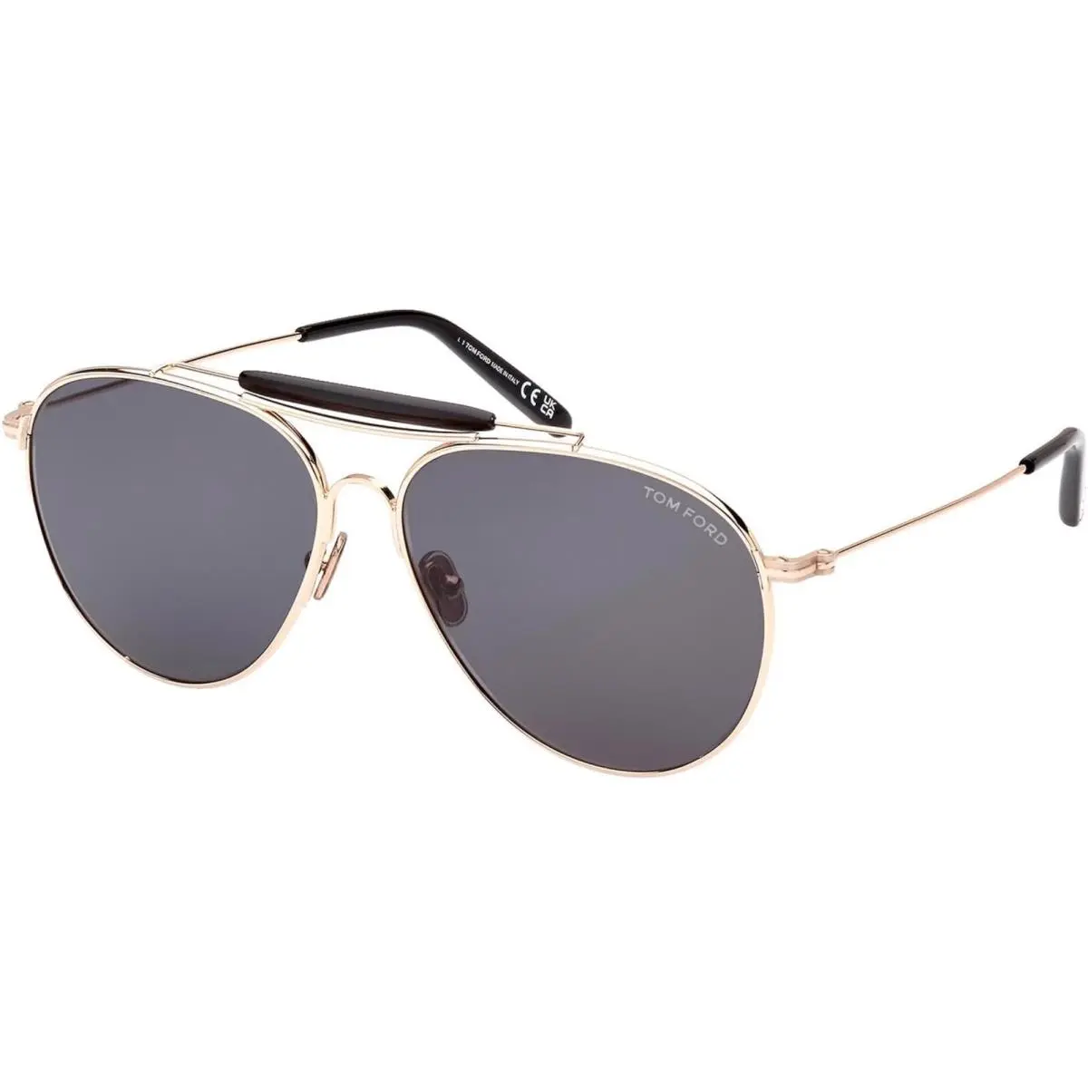 Raphael Smoke Pilot Men`s Sunglasses Shiny Rose Gold Smoke FT 0995 28A by Tom Ford