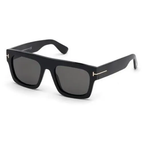 Tom Ford Fausto Sunglasses FT0711 711 01A Black Gold Grey Lenses Square - Frame: Black, Lens: Gray
