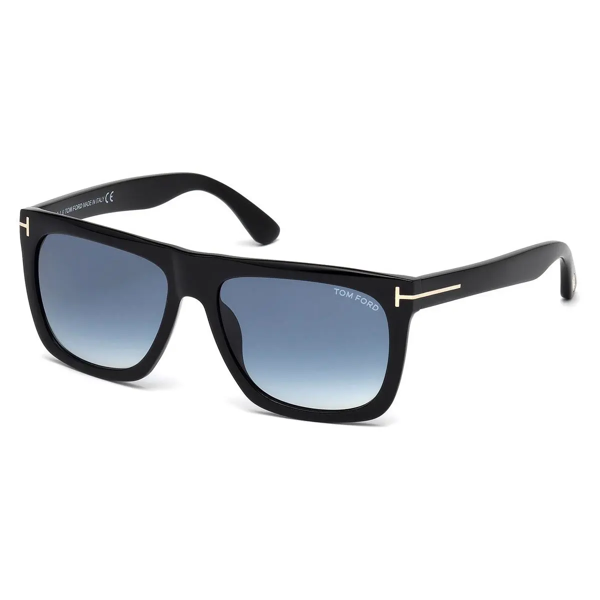 Tom Ford Unisex Geometric Sunglasses FT0513 Morgan 01W Shiny Black/blue 57mm - Frame: Black, Lens: Blue