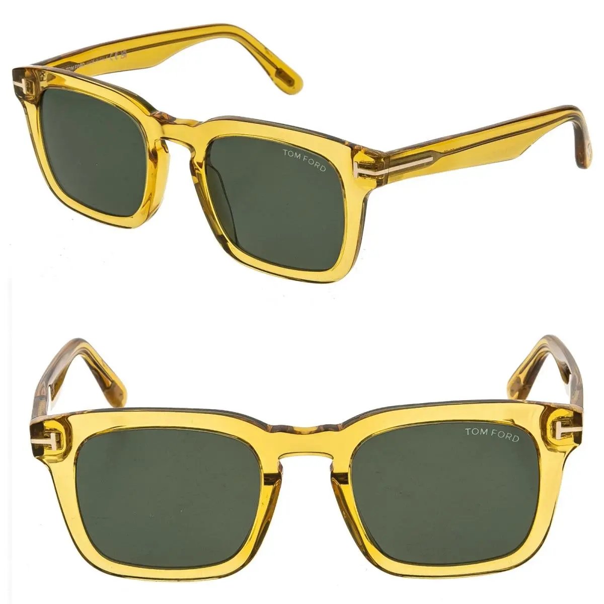 Tom Ford Dax FT0751 39N Crystal Yellow Green Unisex 0751 Sunglasses TF751 - Frame: Yellow, Lens: Green