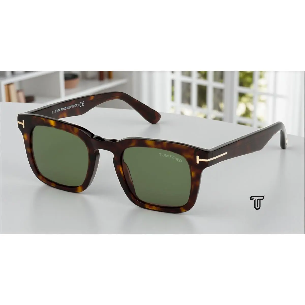 Dax FT0751 52N Dark Havana Green 50 mm Men`s Sunglasses by Tom Ford