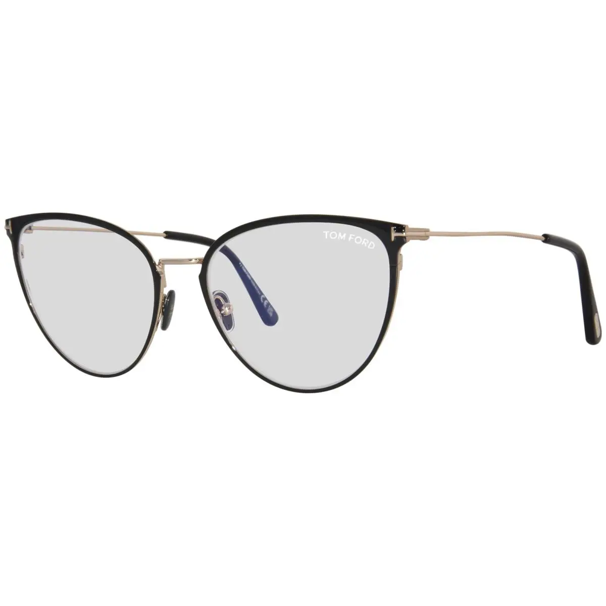 Tom Ford TF5840-B 001 Eyeglasses Frame Women`s Shiny Black Full Rim Cat Eye 56mm