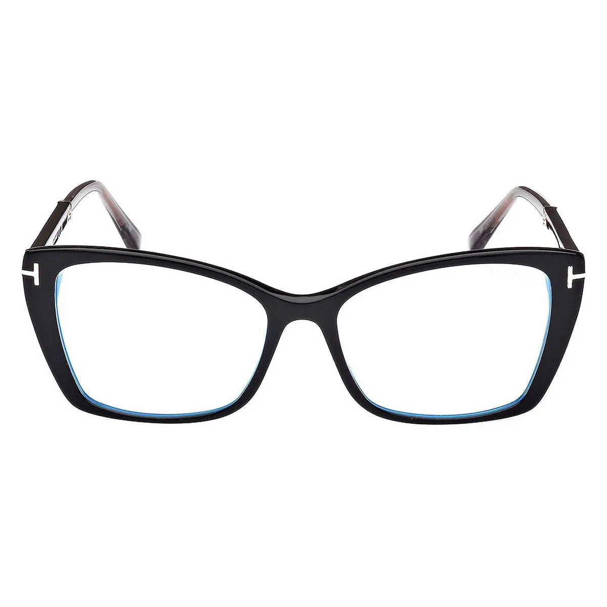 Tom Ford FT5893-B Eyeglasses Shiny Black/shiny Rose Gold/t Logo / Blue Block
