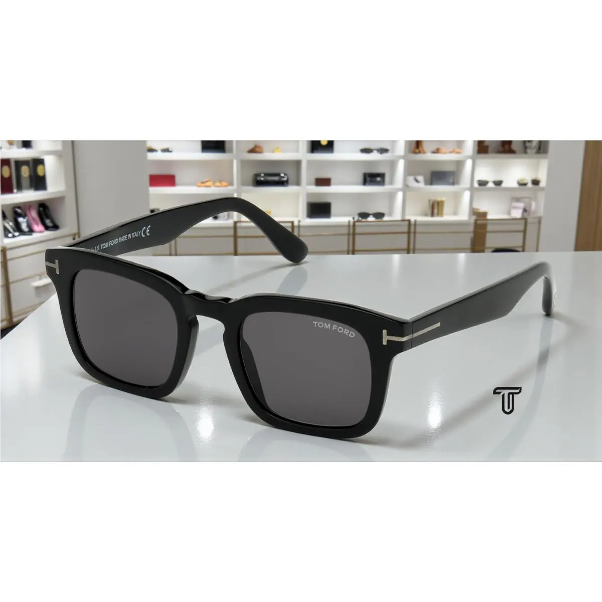 Tom Ford Dax FT0751-N 01A Shiny Black Smoke Plastic 50 mm Men`s Sunglasses - Frame: Black, Lens: Gray