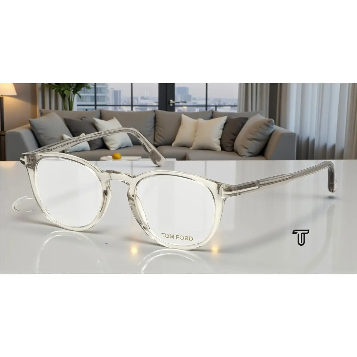 Tom Ford FT5401 020 Grey Clear Lens Plastic 51 mm Unisex Eyeglasses