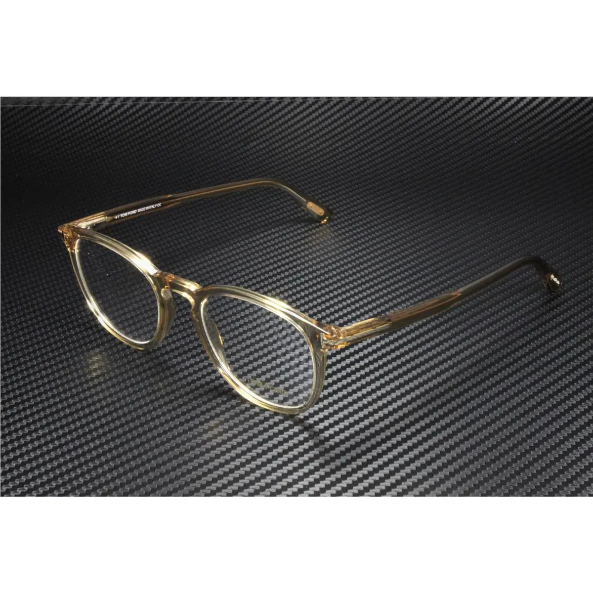 Tom Ford FT5401 045 Shiny Light Brown Clear Lens Plastic 51 mm Unisex Eyeglasses