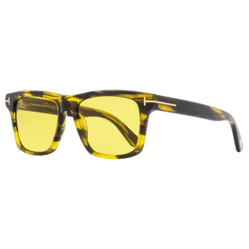 Tom Ford Rectangular Sunglasses TF906 Buckley-02 55E Striated Brown/amber 56mm F