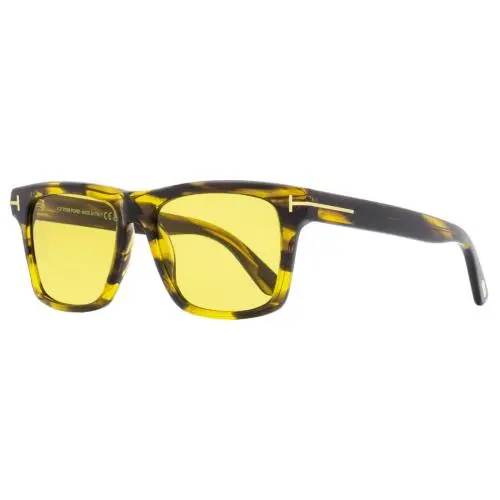 Rectangular Sunglasses TF906 Buckley-02 55E Striated Brown/amber 56mm F by Tom Ford