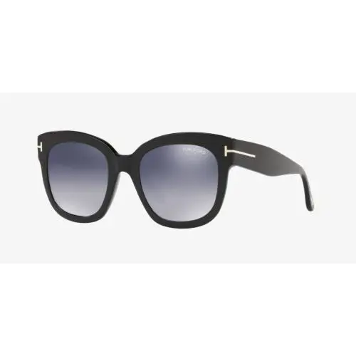 Tom Ford Women Square Sunglasses FT0613 01C Shiny Black /smoke Mirror 52mm