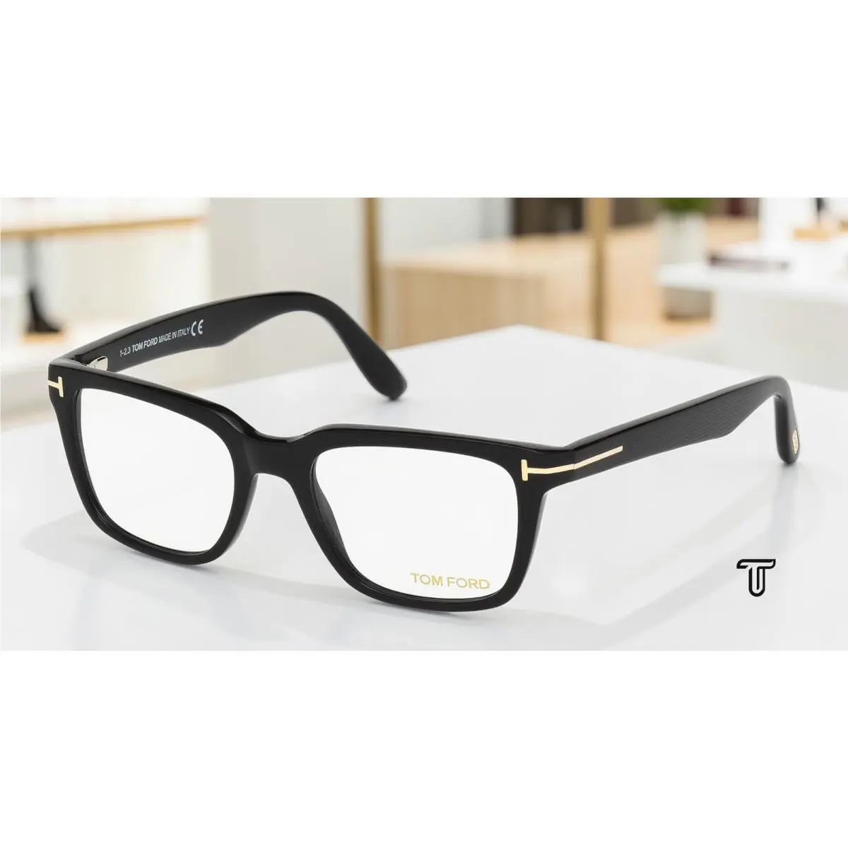 Tom Ford FT5304 001 Shiny Black Clear Lens Plastic 54 mm Men`s Eyeglasses
