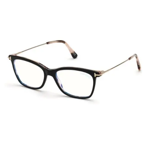 Tom Ford FT5712 005 Black/monocolor/pale Gold 52mm Square Women`s Eyeglasses