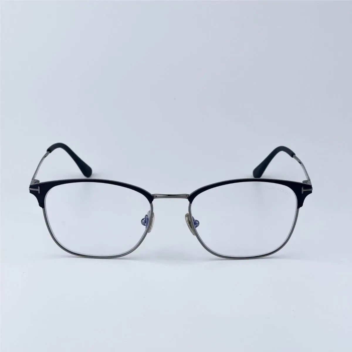 Tom Ford Men Eyeglasses Blue Silver Blue Block Square FT5750-B 091